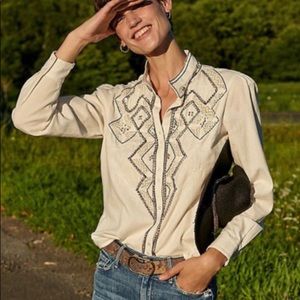 Pilcro Nayeli Beaded Button Down Shirt
